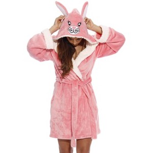 Just Love Women's Plush Critter Hooded Velour Robe – Cute Animal Design, Ultra Soft Lounge Wear - 1 of 3