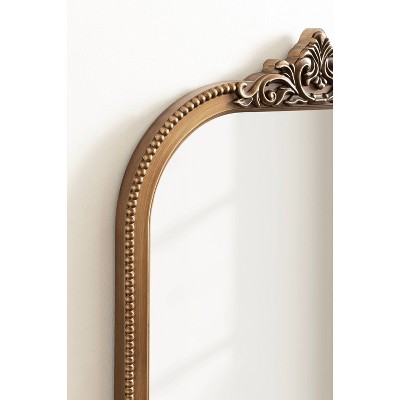 Hubanks 24"x38" Gold Arched Wall Mirror with Ornate Frame