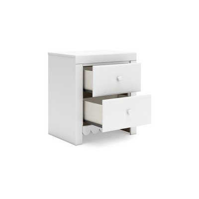 White Transitional 2-Drawer Nightstand with USB Charging