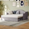 APRILSOUL Twin Size Wood Daybed with 2 Storage Drawers ,Wooden Sofa Bed with Handrail for Living Room Bedroom - 2 of 4