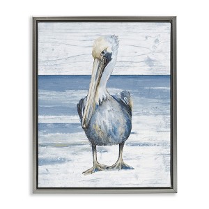 Stupell Industries Rustic Nautical Pelican Floating Frame Canvas Art - 1 of 4