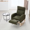 KWPZQEB Nursery Rocking Chair Teddy Upholstered Rocker Rocking Accent Chair Padded Seat Armchair with High Backrest & Adjustable Footstool - 2 of 4