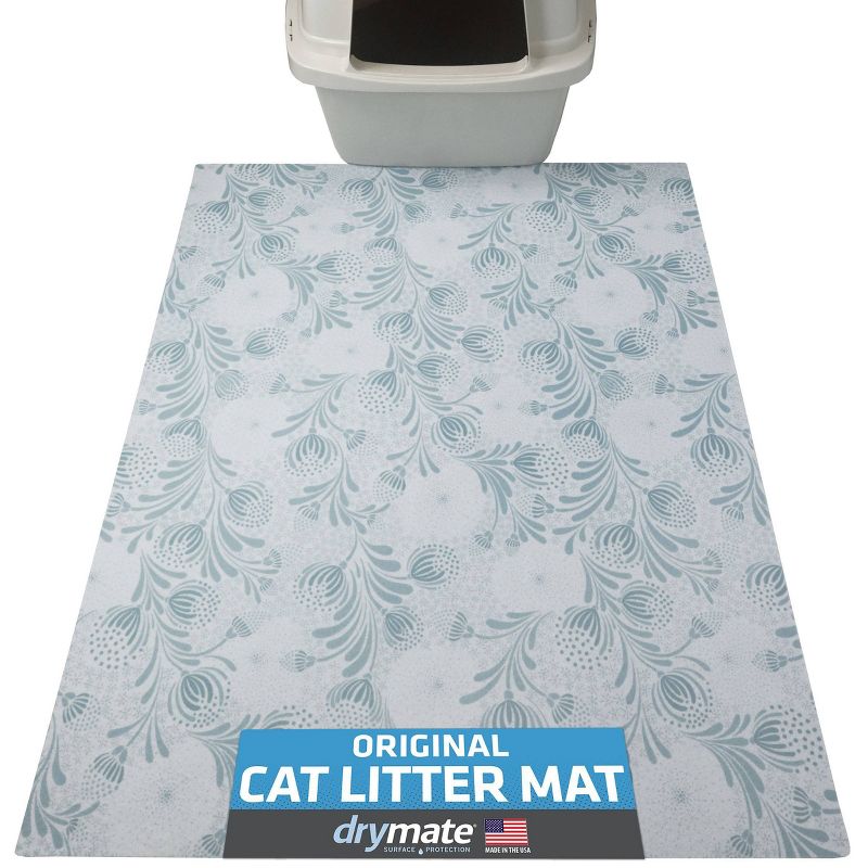 Drymate 29&#34; X 36&#34; Cat Litter Mat - Light Blue Floral, 1 of 7