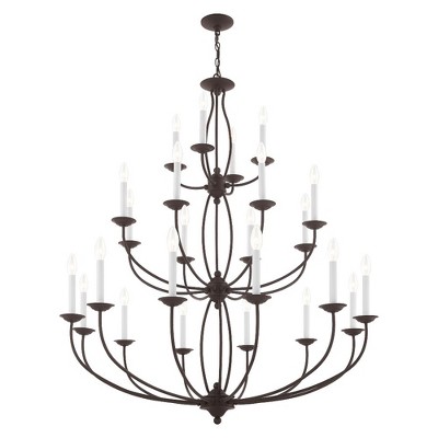 Bronze 24-Light Traditional Steel Candle Chandelier