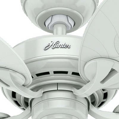 Hunter 54" Bayview Ceiling Fan White Finish - Damp Rated for Indoor/Outdoor Use, 5 Blades, Pull Chain Control