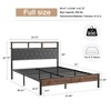 Gulches Full Size Wooden Platform Bed Frame Brown Upholstered Headboard Vintage Shelf Large Under Bed Storage Noise Free No Box Spring - 4 of 4