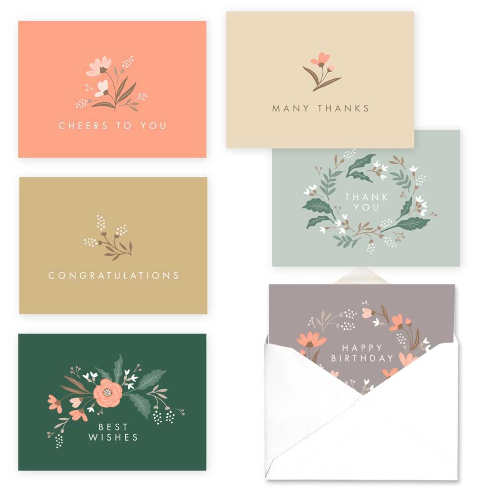 36ct Beautiful Blooms Assortment Pack: Canopy Street Floral Notecards, Stationery Multi Pack, Blank Inside, All Occasions