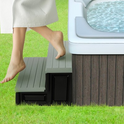 Gray and Black 36-Inch Weatherproof Polyethylene Spa Steps