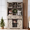 72" Tall Bar Cabinet Farmhouse Bar Station with Sliding Barn Door, Large Kitchen Buffet with Hutch and 3 Drawers - 4 of 4