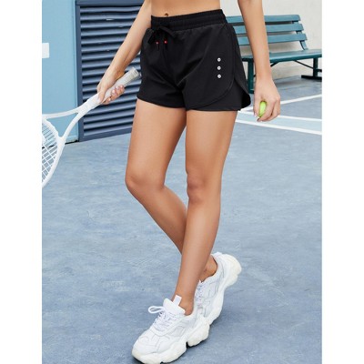 Womens Shorts Athletic 2 in 1 Drawstring Running Shorts with Pockets