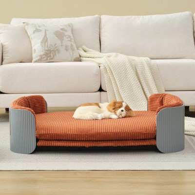 LAOTIES 33'' Scandinavian Cat Bed,Pet Sofa For Indoor Cats With Washable Removable Mattress