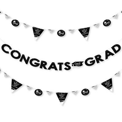 Big Dot of Happiness Black and White Grad - Best is Yet to Come - 2022 Party Letter Banner Decor - 36 Banner Cutouts and Congrats Grad Banner Letters