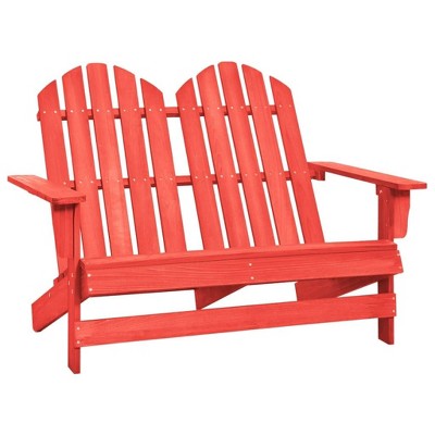 vidaXL 2-Seater Patio Adirondack Chair, Solid Wood Fir, Red