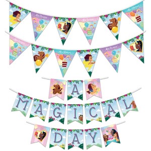 Treasures Gifted Afro Unicorn (1) Birthday Banner & (2) Pennants Kit - Afro Unicorn Party Supplies - 1 of 4