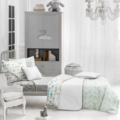 Togas Jumbo White/Turquoise Flat Sheet Baby