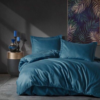 Sussexhome Satin Duvet Cover Set, High Quality Cotton Queen Size Set, 1 Duvet Cover, 1 Fitted Sheet and 2 Pillowcases