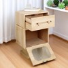 Creative Rotatable Robot Side Table with Glass Door & Drawer, MDF Storage Table with Swivel Top and Raised Base,Natural Finish, 25.75” Tall - 2 of 4