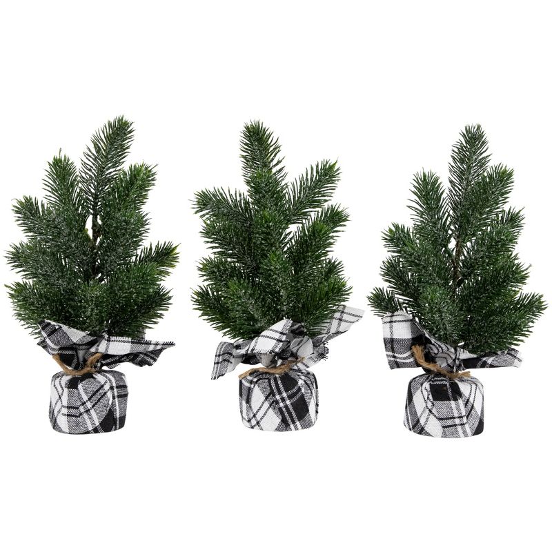 Northlight Mini Iced Pine Artificial Christmas Trees - 10" - Set of 3, 1 of 6