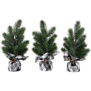 Northlight Mini Iced Pine Artificial Christmas Trees - 10" - Set of 3