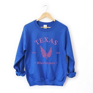 Simply Sage Market Women's Graphic Sweatshirt Embroidered Texas Bluebonnet Flower - 1 of 4