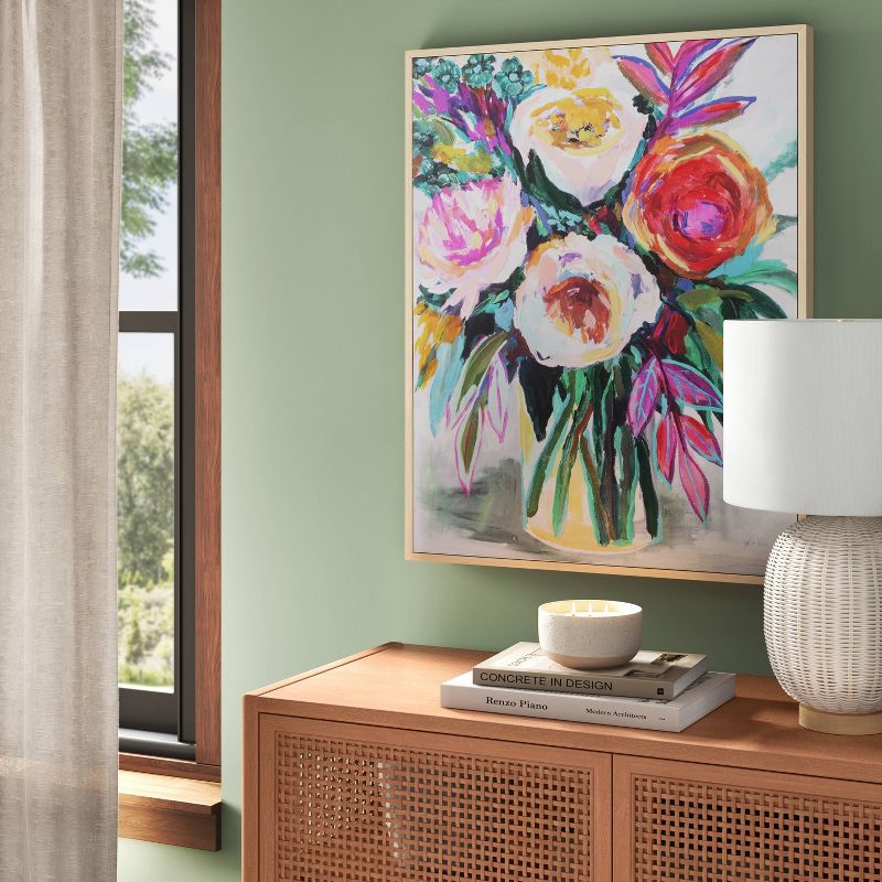 24&#34; x 30&#34; Colorful Floral Framed Canvas Natural - Threshold&#8482;, 3 of 8