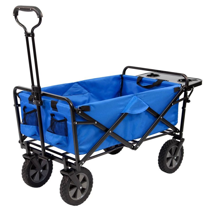 Mac Sports Folding Outdoor Garden Utility Wagon Cart w/ Table, Blue (2 Pack), 3 of 6