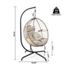 Outdoor Hanging Chair with Stand, Wicker Hanging Chair with Cushion for Patio or Balcony, Indoor Outdoor Hanging Chair with Rattan Rope Accent-Koiai - 3 of 4