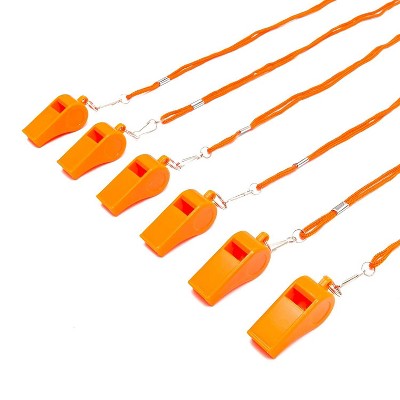 Juvale 24 Packs Sports Whistle with Lanyard, Safety Dog Whistles for Outdoor Activities, Orange, 1.7x0.7"