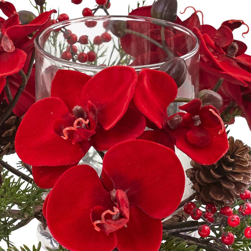 Orchid Berry and Pine Holiday Candelabrum - Red, 3 of 5