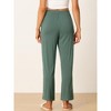 INSPIRE CHIC Women's Cotton Stretchy Elastic Waist Straight Wide-Leg Pajama Pants with Pockets - 3 of 4