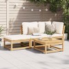 vidaXL Patio Lounge Set with Cushions – 3 Piece Solid Acacia Wood Outdoor Furniture for Garden, Patio, Deck – Modular Design - 3 of 4
