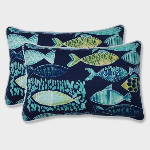 2pk Hooked Lagoon Rectangular Throw Pillows Blue Pillow Perfect