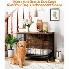 Wooden Dog Crate Furniture with Wheels and Double Door – Modern Pet House, Removable Tray, Stylish End Table for Living Room, Bedroom, and Outdoors - 3 of 4