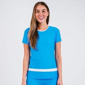 Calypsa Womens Short Sleeve Color Block Rash Guard - 1 of 2