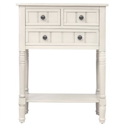 OUTSUPPLY Slim Console Table with 3 Drawers & Shelf, Solid Wood Sofa Table for Narrow Spaces, Easy Assembly, Living Room & Entryway