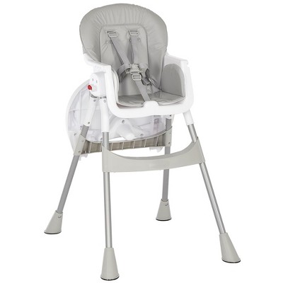 Gray and White Portable Convertible High Chair with Adjustable Tray
