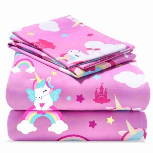 3 Piece Kids Twin Sheet Set Dinosaur Microfiber Bed Sheets - Deep Pocket Wrinkle Free, Cozy Toddler Bedding Set, Fade Resistant Breathable Girls Teens - 1 of 4