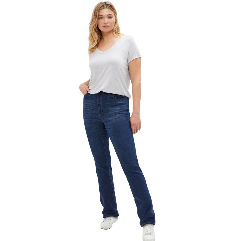 ellos Women's Plus Size Straight Stretch Jeans, 1 of 2