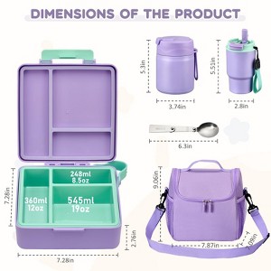 Narwey Lunch Box Set with Bento Box Container, 17OZ Stainless Steel ...