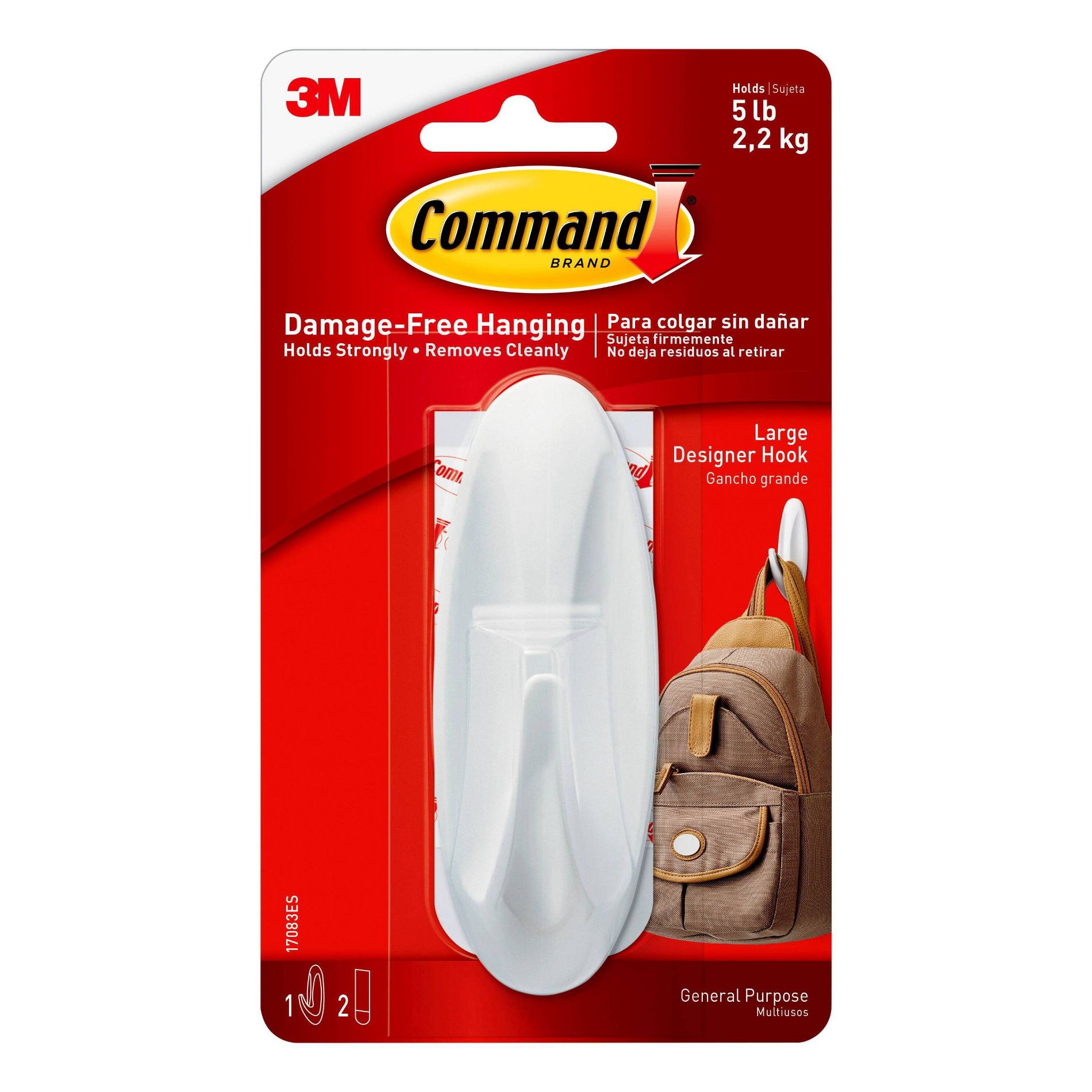Command Large Designer Hook White