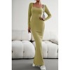 BLUEMING Women's Square Neck Long Sleeve Knit Maxi Dress Knit Bodycon Long Dress - 3 of 4