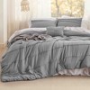 BAGOKIE 4-Piece Pinch Pleat Striped Bed in a Bag Comforter Set for All Season - 4 of 4