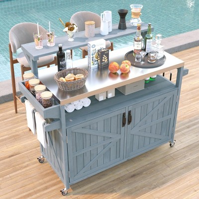 Rolling Kitchen Cart With Storage Cabinet,Kitchen Island Cart With Internal Storage Rack,Adjustable Shelf And Spice Rack -Maison Boucle