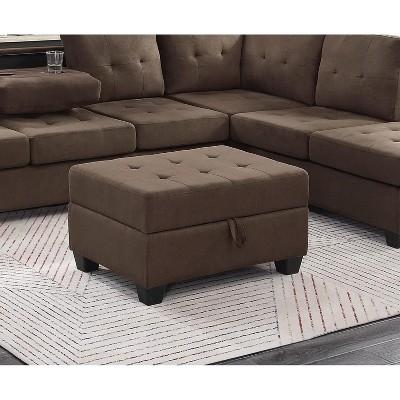 Modern Living Room 1pc Storage Ottoman Tufted Top Brown Fabric Upholstery Solid Wood Furniture