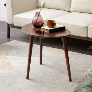 NicBex Mid-Century Modern End Tables Living Room, Oval Small Coffee Table, Solid Oak Side Table, Walnut Pebble Shaped Small Table for Living Room - 1 of 4