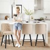 SKRAN Swivel Bar Stools Set of 2, Linen Upholstered Kitchen Island Chairs with Ergonomic Back Support and Wooden Legs for Home Dining - Beige - 3 of 4