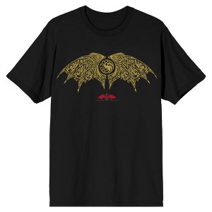 House Of The Dragon Gold Dragon Wings Men's Black T-shirt - 1 of 1