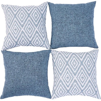 Attop Decorative Throw Pillow Covers Set of 4 Square Couch Pillows Linen Cushion Cover for Couch Sofa Living Room
