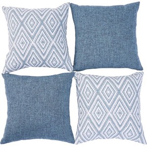 Attop Decorative Throw Pillow Covers Set of 4 Square Couch Pillows Linen Cushion Cover for Couch Sofa Living Room - 1 of 4
