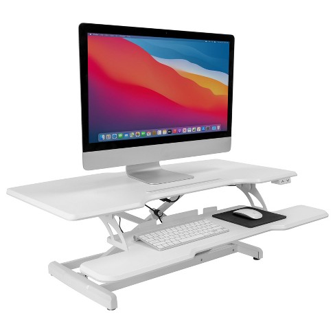 Standing Desk Converter: Adjustable up to 19.3 for Dual Monitors.  Ergonomic Black Riser Promotes Healthy Workstation